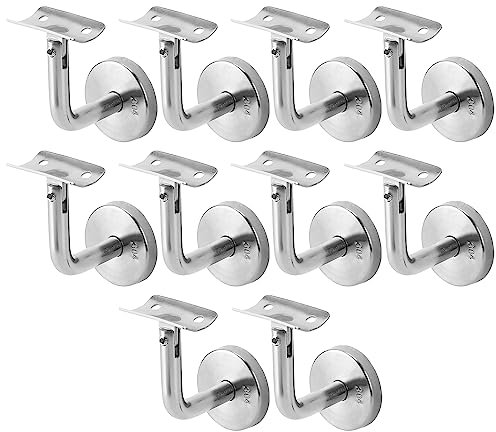 Jopassy 10 Stück Edelstahl Handlaufträger Ø50 handlaufstütze Geländer Handlaufhalter Edelstahl Wand handlauf halterung Handlauf Befestigung für Wandbefestigungen/Stützung (Silber)