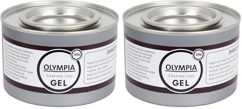 Olympia Gel Combustible éthanol pour Chauffe Plat 200 g (Lot de 12), Carburant bioéthanol Facile à Allumer, CE241