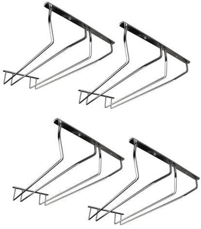 4er Set Gläserschiene | Gläserregal 34,5x22,2x16,1cm Wandmontage | 2 Reihen Barschiene | Sektglashalter | Weinglashalter Deckenmontage | Weinglashalterung | Gläserhalter für Zuhause, Bar, Café