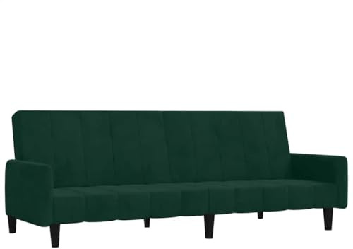 vidaXL Schlafsofa 2-Sitzer, Schlafcouch für Wohnzimmer Heimkino Büro, Gästebett mit Holzrahmen, Sofabett Tagesbett Couch Sofa Ausziehbar, Dunkelgrün Samt