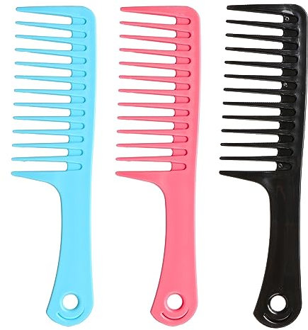 Cooruiteng Wide-Tooth Hair Comb - 3 Pcs Plastic, Smooth, Sturdy, Heat-Resistant & Anti-Static Styling Tool for Long, Wet or Curly Hair