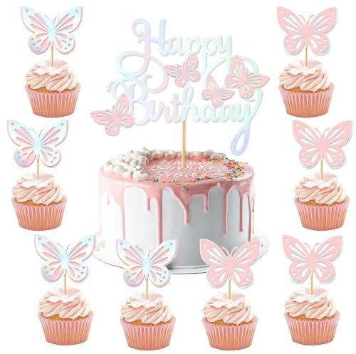 Tortendeko Schmetterling, 13 Stück 3D-Kuchen deko Schmetterlinge Deko Torte Mädchen Torten Deko Schmetterling Damen für Geburtstagsparty, Hochzeit, Themenparty (A)