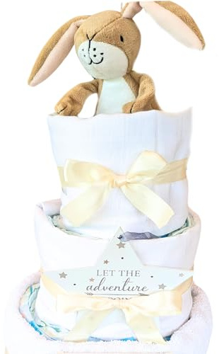 Welcome to The World New Baby Gift for New Parents & Newborn Baby White Guess How Much I Love You new Baby Gift hampers Nappy Cakes