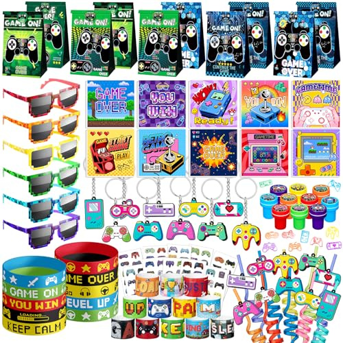 DMIGHT Video Game Party Favors Birthday Supplies for Kids Bags Game On Stuffer Gifts Boys Gamer Party Decorations