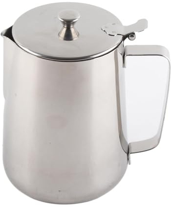Ejoyous Milchkännchen mit Deckel, Milchkanne Edelstahl Milchschaumkännchen Kaffeekännchen Kännchen für Kaffee Sahnekännchen Teekanne Milch Tee Cappuccino (600 ml)