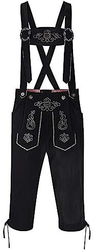 Lederhose Herren Tracht Trachtenlederhosen Damen Kurz Kurze Trachtenhose für Oktoberfest Trachten Lederhosen Trachtengürtel Kurze Leder Hose Gürtel Trachtenmode Große Größen Bayerische Schwarz Braun