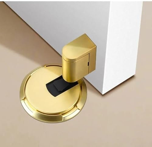 ReachMall Door Stopper, Mechanical Self-locking Door Stopper, Heavy Duty Solid Metal Door Stopper for Bedrooms, Bathrooms, Kitchens, Glass Doors(gold)