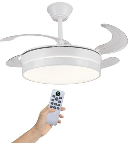 LUMIKING Ventilador de Techo con Luz LED 72W Silencioso - CCT 3000-4000-6000K con Aspas Retractiles - Mando a Distancia, Función Verano e Invierno y Reversible - Ventilación en Hogares y Oficinas