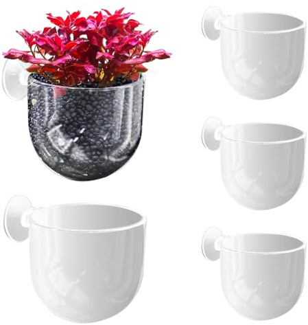 UOIENRT 5 Pcs Plastic Aquatic Plant Pots, Clear Plastic Fish Tank Planting Holder, Fish Tank Plant Pot for Aquascape Decoration, Aquarium Planter Cup