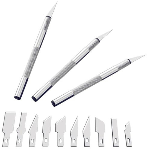 ZEPIQOR 13 PCS Cutter Di Precisione, Taglierino Cutter e 10 Lame di Ricambio in Acciaio, Coltello da Intaglio Artistici, Coltello da Innesto, Coltello Artigianale, Coltello da Innesto Giardino