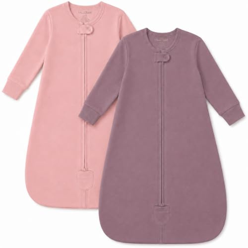 Baby-Schlafsack aus Bio-Baumwolle, 0,5 TOG, mit langen Ärmeln – 2er-Pack | Atmungsaktiv, leichter Sommerschlafsack aus GOTS- und OEKO-TEX-zertifizierter Bio-Baumwolle für 6–12 Monate von Mama Cheetah