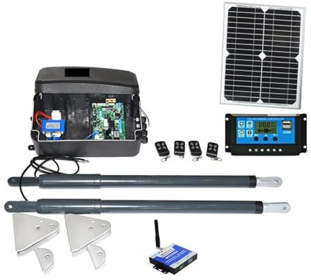 Ouvre-porte coulissant automatique, Kit de moteur d'ouverture de porte battante, opérateur de porte à énergie solaire DC 12V, robuste Kit système de sécurité pour portail coulissant(Kit7 2G version)