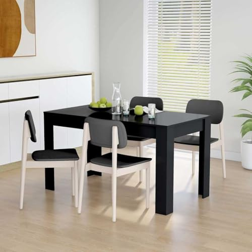 Myheimly Esstisch mit simplen Linien Küchentisch Esszimmertisch Speisetisch Tisch Esszimmer Küche Esszimmermöbel 140x74,5x76cm Holzwerkstoff Schwarz