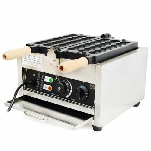 Gaufrier Professionnel 1500W Machine à Gaufres Commercial Antiadhésif En Acier Inoxydable Avec Indicateur LED Température Réglable 50-300°C,Pour La Fabrication De Crêpes, Muffins Et Gaufres