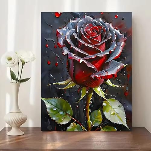 JIANGSHANDAIYOUCAIREN Abstrakte romantische Rose Poster Leinwand Gemälde Wandkunst Moderne Wohnzimmer Home Decor Kein Rahmen-30x40cm