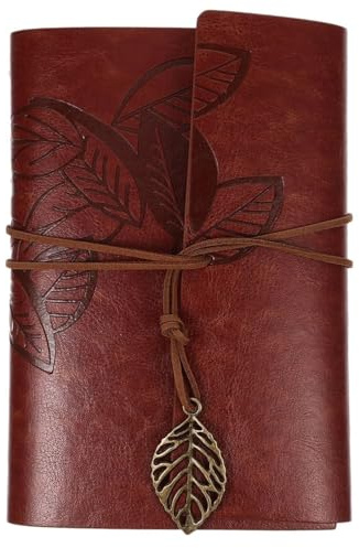 TPZORJX 1 PU Leder Blatt gebundenes Notizbuch mit Pergament Vintage füllbare Bindung Reisetagebuch Binder Skizzenbuch Vintage Notizbuch (A7 rotbraun)