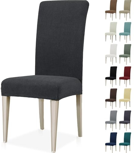 Ystyle Fundas Sillas De Comedor Pack 6, Fundas para Sillas Ajustables, Funda para Sillas Elástica, Cubre Funda Protectora Sillas Lavables para Banquetes Hogar Restaurante Hotel, Gris Oscuro