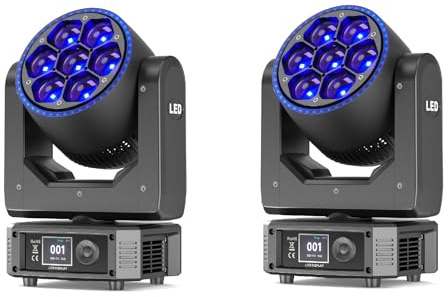300W Testa Mobile Luce di Festa RGBW LED, Wash Palcoscenico Lampada a Spot Beam Zoom Luce spettacolo DMX512 Strobo Z-asse 360° Rotazione infinita per Discoteca DJ Natale Matrimonio 2PCS