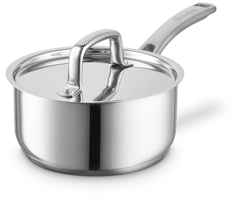 Sur La Table 20cm Saucepan, Riveted Steel Handle and Lid, Induction Compatible, Stainless Steel, SLT900223