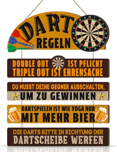 ANHUIB Dart Bier Holz Schild Decor Bar und Partykeller Dekoration Vintage Darts Regeln Schild Retro Wanddeko für Dartzimmer Bar Kneipe Club Männerhöhle Geschenk für Dartspieler Dart Geschenk