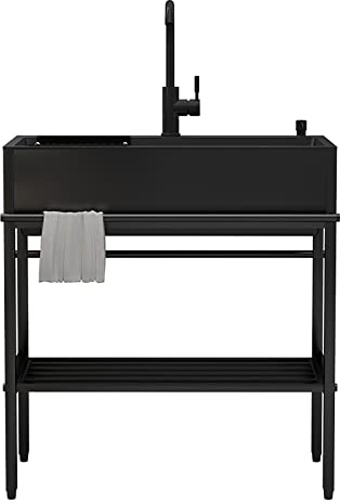 Fregadero de Cocina Comercial Independiente con Grifo extracción, Fregadero de Servicios de Acero Inoxidable, con Grifo de Agua fría y Estante de Drenaje, para un Hotel de Cocina de restaurantes de