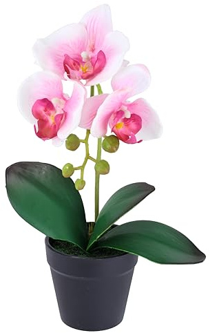 Künstliche Orchidee Phalaenopsis im Topf 30cm Real Touch Blüten realistische exotisch Blume Kunstblume Kunstorchidee Kunstpflanze Zimmerblume Zimmerdeko Hochzeit pflegeleicht Deko Seidenblume