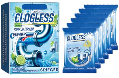 Polvo para Limpieza de Tuberías,Limpiador de Desagües para Fregadero,Desatascador De Drenaje,Agentes Limpiadores de Desagües Potente,Herramienta de Limpieza Rápida de Tuberías