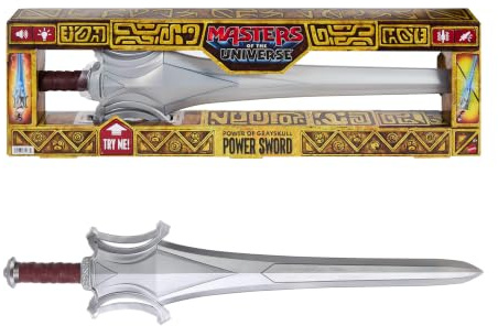 Masters of the Universe 2026 Film He-Man Schwert „Powers of Grayskull | Rollenspielzeug mit Filmfunktionen, Lichtern, Dialogen, Sound, Vibration, 68,6 cm lang, JMD13