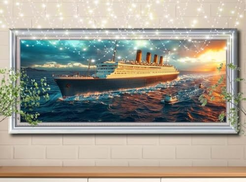 Kit Completo 5D DIY Pintura de Diamante Crucero Paisaje,Punto de Cruz Diamond Painting para Adultos,Cuadro de Diamantes con Rhinestones para Decoración Hogar,Pintar con Diamantes 100x250cm 59E-7215