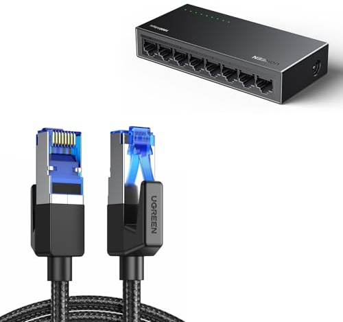 UGREEN Switch Ethernet Gigabit 8 Ports RJ45 Hub Réseau Splitter Multiprise 10 100 1000Mbps Idéal pour Bureau et Maison Plug Play Compatible avec PC Routeur TV Caméra