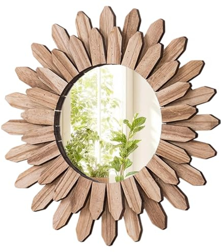 Specchio da Parete Rotondo 30cm, Specchio Rotondo da parete in Legno Stile Vintage Specchi Decorazioni Casa, Perfetto per Camera da Letto, Soggiorno, Ingresso, Idee Regalo Originali Donna, Compleanno