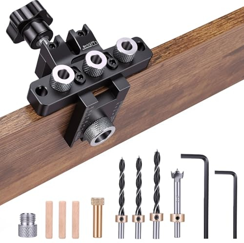 3 Pièces Kit Gabarit De Perçage 3 en 1, Ajustable Avec Collier Réglable,Aluminium, Pour Menuiserie,Bricolage Maison,Fabrication De Meubles et Projets DIY