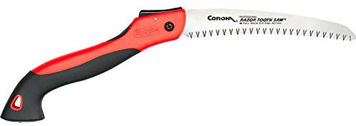 Corona Tools 8 Zoll RazorTOOTH Klappsäge | Astsäge für Einhandgebrauch | Handsäge mit gebogenem Klingenblatt | schneidet Äste bis zu 10,2 cm Durchmesser | RS 7255 Schwarz
