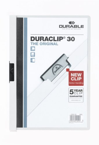 Durable 222702 KLÄMMAPP DURACLIP 30SB, vit, 5 stycken