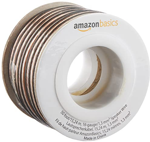 Amazon Basics Câble d'enceinte de Calibre 16, 15.24 m, Transparent