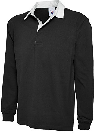 Uneek New Mens Plain Premium Rugby Shirt
