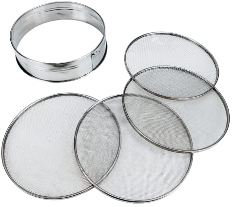 HOMEGARDEN 8 Soil Sieves Set | 5 Pc Set Includes 1 Stainless Steel Frame + 4 Sieve Screens | Screen Sizes 0.5mm, 1mm, 2mm, 3mm | Great for Sifting Rocks, Seeds, Dirt, Compost and Potting Soil