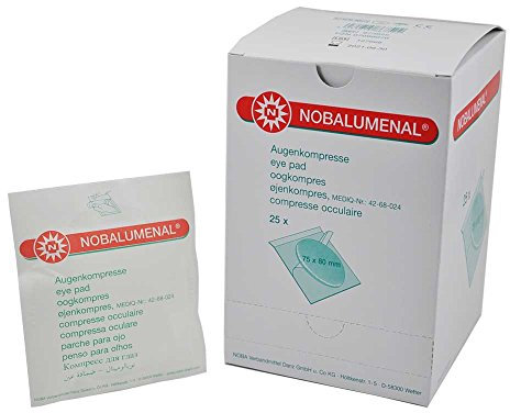NOBALUMENAL® - 25 compresas para los ojos estériles, protección ocular, tejido no tejido, 75 x 80 mm