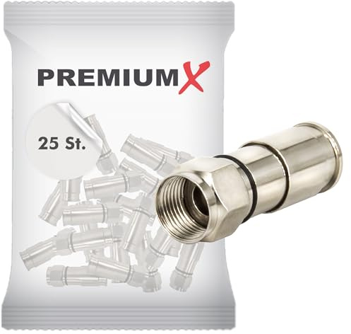 20 x PremiumX Conector de compresión Xcon 323 F de compresión Conector 7,5 mm para Sat Cable Coaxial