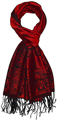 Lorenzo Cana Herren Schal Schaltuch jacquardgewebt Paisley Muster 70 cm x 180 cm Tuch Naturfaser Rot Schwarz Design Männerschal 9331611