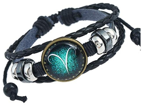 MeiPing Astrological Design 12 - Bracciale unisex in pelle di costellazione, One Size, Pelle
