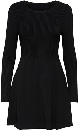 Only ONLALMA L/S O-Neck Dress KNT Noos Vestido, Negro (Black Black), L para Mujer