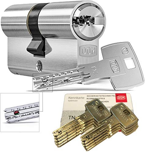 DOM iX Twido 333iX7T Doppelzylinder mit 8 Schlüssel, Länge (a/b) 45/45mm (c= 90mm), mit Sicherungskarte, mit Not- u. Gefahrenfunktion