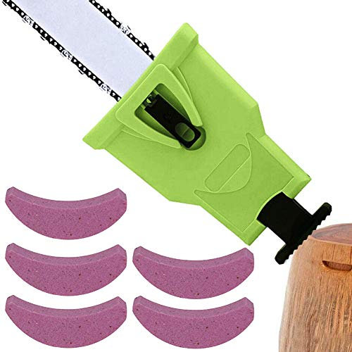 MZSM Affûteur de Tronçonneuse avec 5 Pierres d'affûtage Affûteuse de Chaîne de Tronçonneuse pour Guides de 14 à 20 Pouces et Barre de Scie à Chaîne à 2 Trous