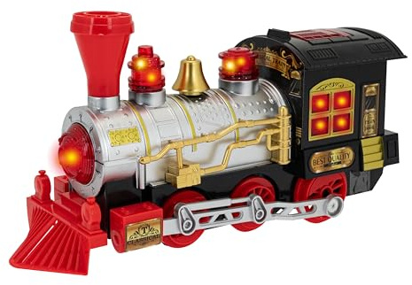 Teorema Giocattoli, Trenino Giocattolo per Bambini, Locomotiva a Vapore Classica con Fumo Reale, Luci e Suoni, Gioco Interattivo a Spinta, Treno a Vapore, Bambino 3+ Anni