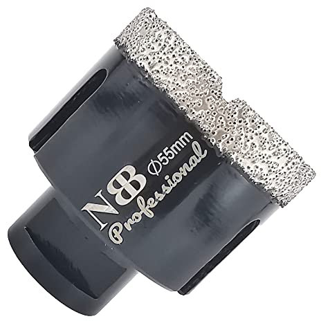NBB Punta a tazza diamantata con M14, per foratura professionale a secco o ad umido su porcellana dura, ceramica, piastrelle, granito, marmo, veloce, durevole, per smerigliatrice angolare (55 mm)