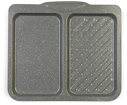 Salter BW10737 Marble Teglia da forno con due scomparti a doppia funzione, antiaderente, acciaio al carbonio, adatta per l'uso in forno fino a 220°, la cottura di più cibi contemporaneamente