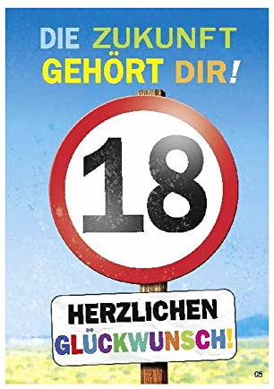 Depesche 0011673-005 - Glückwunsch-Karte zum 18. Geburtstag, ausgefallene Geburtstagskarte mit Musik, Spruch und beweglichen Elementen, inkl. Umschlag, 14,8 x 21 cm