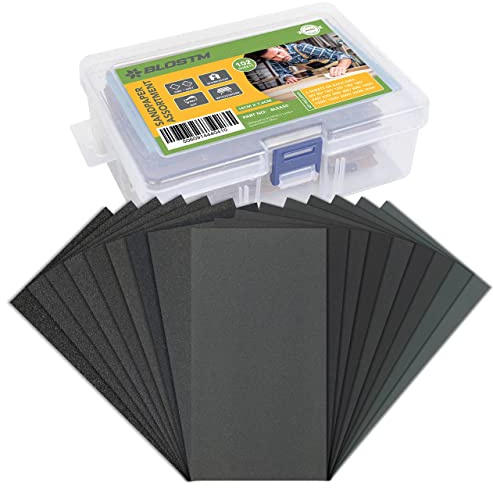 BLOSTM Papel De Lija Fina a Gruesa - 102PCS Lijas al Agua para Coche, Metal y Madera Grano Surtido de 60 a 3000 (6 de cada uno) - 3 x 5,5 Pulgadas