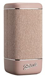 Roberts – Bluetooth-Lautsprecher Beacon 325 – tragbar, wiederaufladbar, Laufzeit 12 Stunden, Zwei Passive Bassheizkörper, Vintage-Design, Bluetooth, Streaming, Aux-Eingang, Dunkelrosa